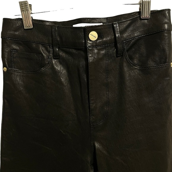 NWT FRAME Le Sylvie High Waist Slender Straight Lambskin Leather Pants Size 25 - Picture 5 of 12